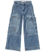 Tractr Big Girls 7-16 Utility Cargo Wide-Leg Denim Jeans