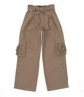 Tractr Big Girls 7-16 Wide Paperbag Waistband Cargo Pants