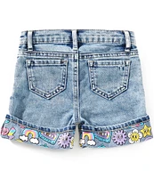 Tractr Little Girls 2T-6X Smiley-Face-Cuff Denim Shorts