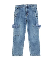 Tractr Little Girls 4-6X Bow-Accented Flap Pocket Jeans