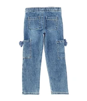 Tractr Little Girls 4-6X Bow-Accented Flap Pocket Jeans