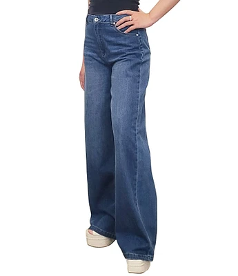 Tractr Blu Wide Leg Mid Rise Denim Jeans