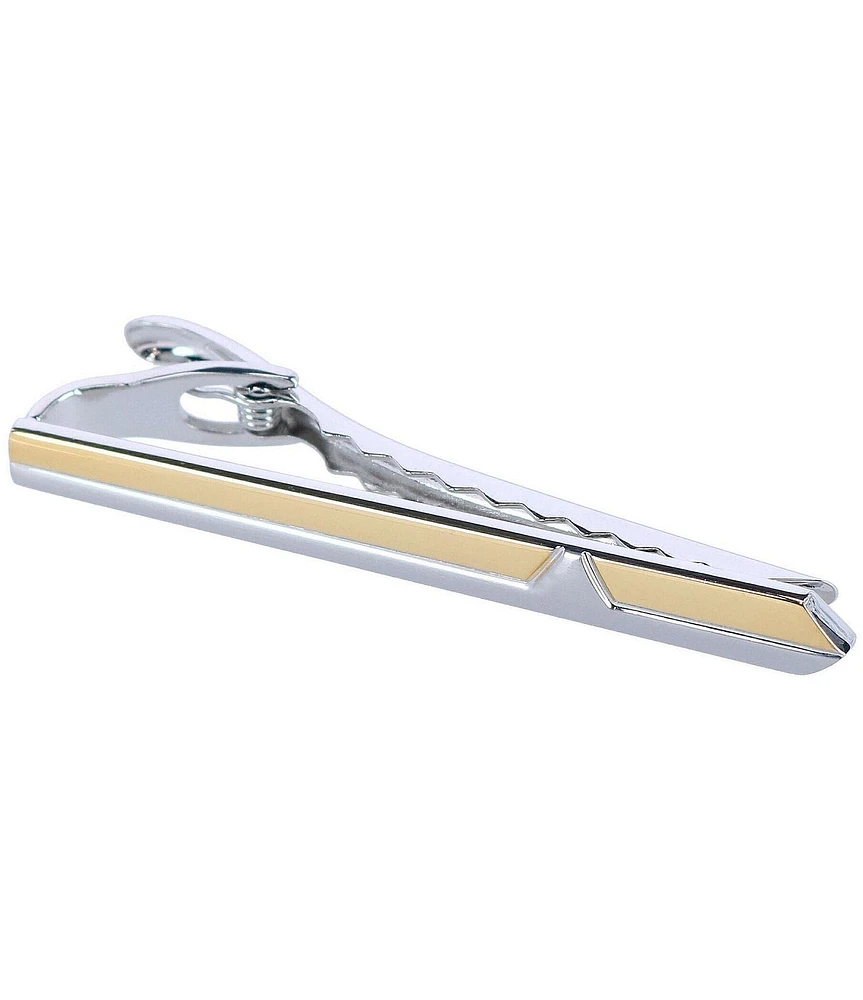 Trafalgar Brushed Rhodium and Shiny Gold Tie Bar