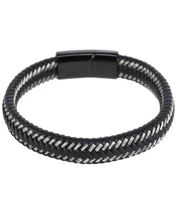 Trafalgar Esteban Black And Sliver Braided Bracelet