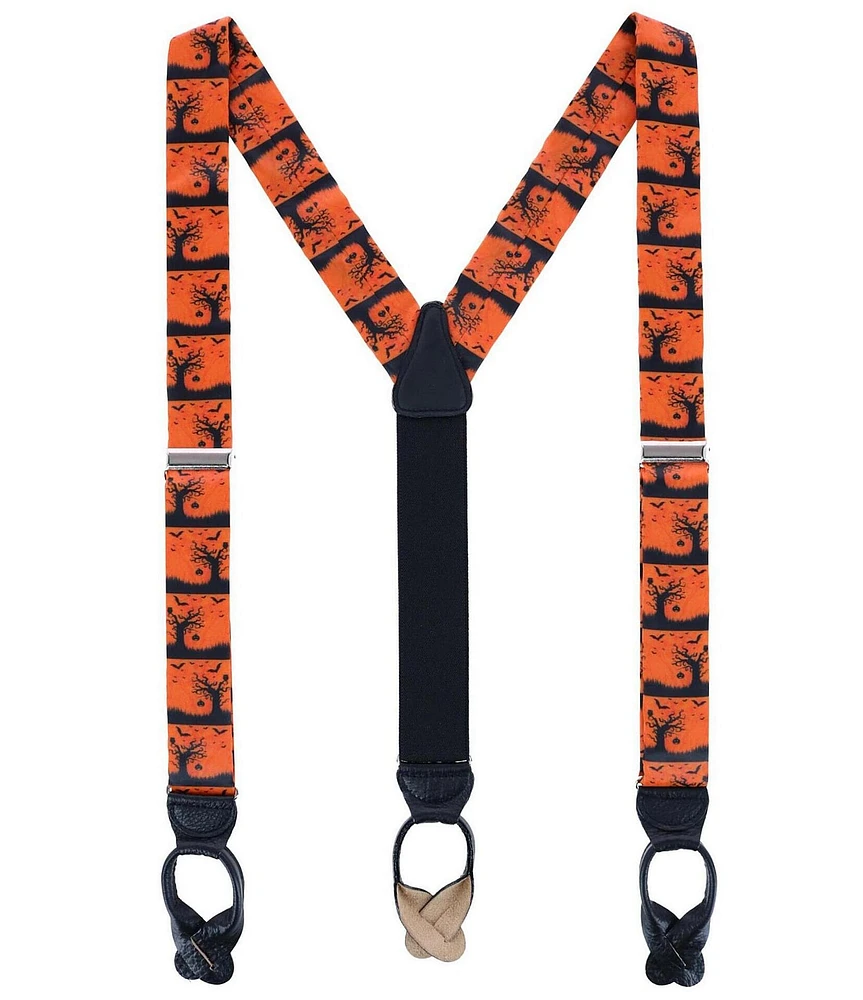 Trafalgar Halloween Spooky Scene Silk Button End Suspenders