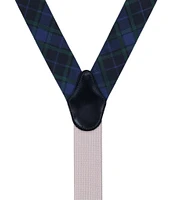 Trafalgar Ives Holiday Blackwatch Plaid Silk Button End Suspenders