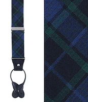 Trafalgar Ives Holiday Blackwatch Plaid Silk Button End Suspenders