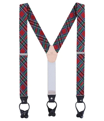 Trafalgar Nicholas Holiday Tartan Plaid Silk Button End Suspenders