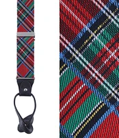 Trafalgar Nicholas Holiday Tartan Plaid Silk Button End Suspenders