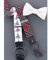 Trafalgar Nicholas Holiday Tartan Plaid Silk Button End Suspenders