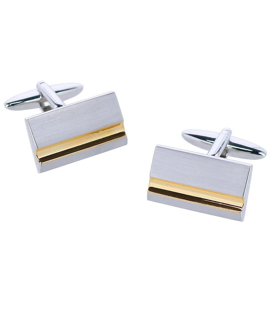 Trafalgar Stately Shiny Gold And Brushed Rhodium Cuff Links