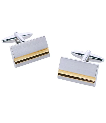 Trafalgar Stately Shiny Gold And Brushed Rhodium Cuff Links