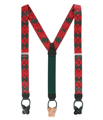 Trafalgar Yule Tartan Diamond Plaid Silk Button End Braces Suspenders