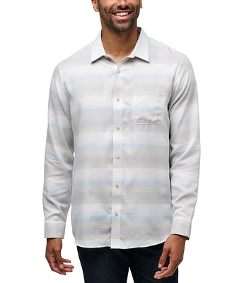 TravisMathew Cloud Flannel Stripe Long Sleeve Woven Shirt