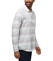 TravisMathew Cloud Flannel Stripe Long Sleeve Woven Shirt