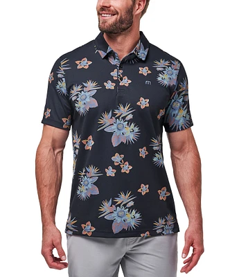 TravisMathew Performance Stretch Secluded Tropical Island Short Sleeve Polo Shirt