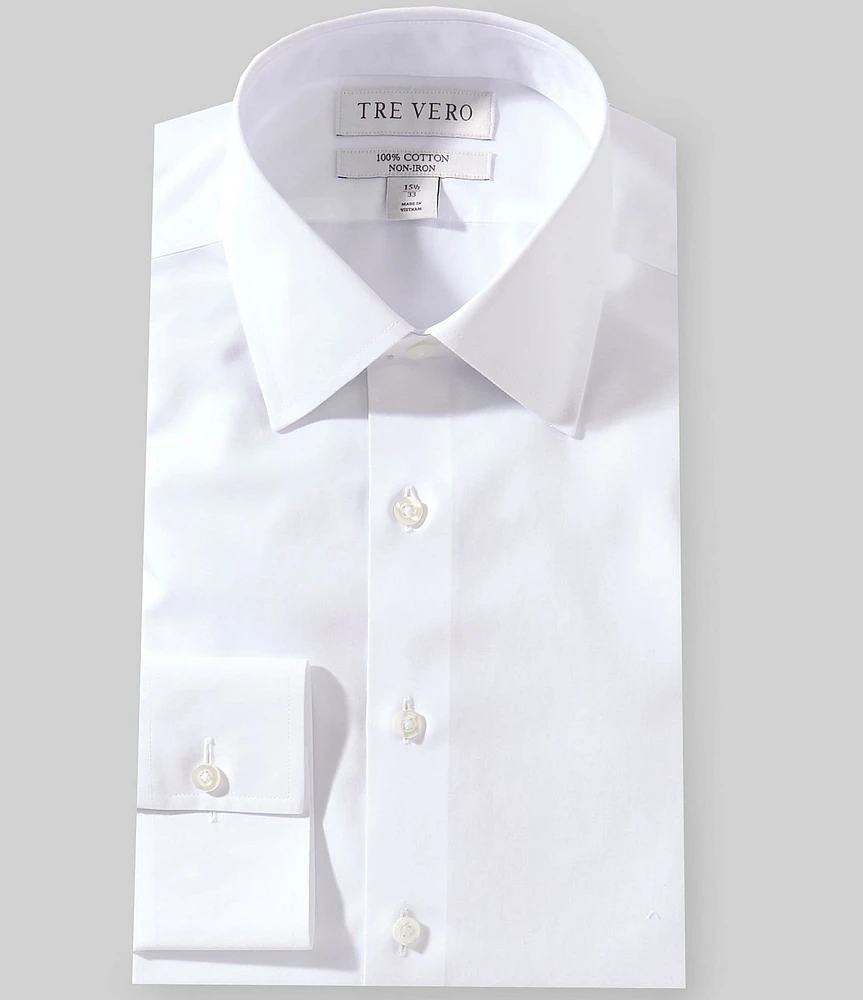 Tre Vero Classic Fit Non-Iron Spread Collar Mitered Cuff Poplin Tuxedo Dress Shirt