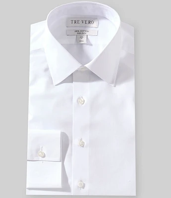 Tre Vero Classic Fit Non-Iron Spread Collar Mitered Cuff Poplin Tuxedo Dress Shirt