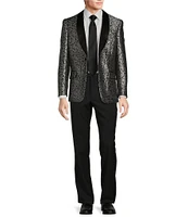 Tre Vero Modern Fit Animal Jacquard Pattern Tuxedo Sport Coat