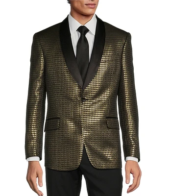 Tre Vero Modern Fit Metallic Jacquard Pattern Tuxedo Sport Coat