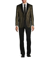 Tre Vero Modern Fit Metallic Jacquard Pattern Tuxedo Sport Coat