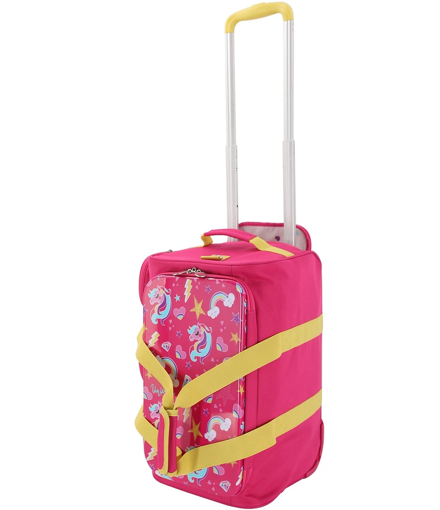 Triforce Kids 18#double; Unicorn Print 2-Wheel Convertible Carry-On Duffle Bag