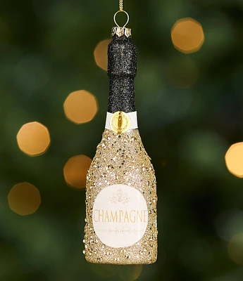 Trimsetter Christmas Maximus Collection Glittered Champagne Bottle Glass Ornament