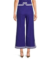 Trina Turk Abbey Stretch Linen Flat Front Notch Hem Crop Coordinating Pants