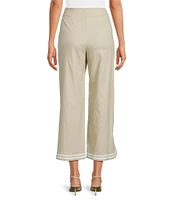 Trina Turk Abbey Stretch Linen Flat Front Notch Hem Crop Coordinating Pants