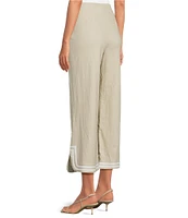 Trina Turk Abbey Stretch Linen Flat Front Notch Hem Crop Coordinating Pants