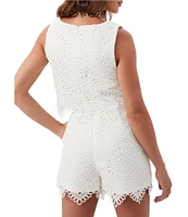 Trina Turk Albi Lerins Lace Square Neck Sleeveless Scallop Crop Top