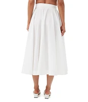 Trina Turk Amano Stretch Poplin High-Rise Tie Waist A-Line Midi Skirt