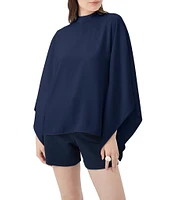 Trina Turk Anona Double Georgette Mock Neck Dolman Sleeve Top