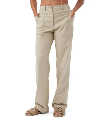 Trina Turk Antonia Stretch Linen Blend Mid-Rise Straight Leg Pants