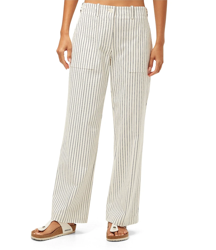 Trina Turk Antonia Stripe Print Mid Rise Straight Leg Pants