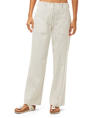 Trina Turk Antonia Stripe Print Mid Rise Straight Leg Pants