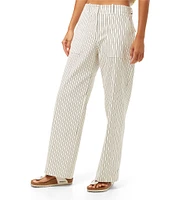 Trina Turk Antonia Stripe Print Mid Rise Straight Leg Pants