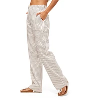 Trina Turk Antonia Stripe Print Mid Rise Straight Leg Pants
