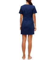 Trina Turk Approach Square Neck Short Sleeve Patch Pocket Dress