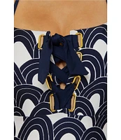 Trina Turk Arches Corset Lace-Up Halter One Piece Swimsuit