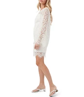 Trina Turk Arles Lerins Lace Round Neck Long Bell Sleeve Dress