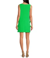 Trina Turk Arlette Crepe Knit Boat Neck Sleeveless Side Bow Dress