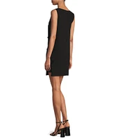 Trina Turk Arlette Crepe Knit Boat Neck Sleeveless Side Bow Dress