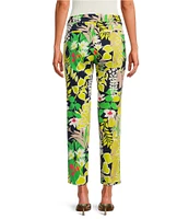 Trina Turk Aubree Boca Blooms Herringbone Print Straight Pants
