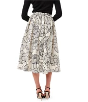 Trina Turk Aurelia Textured Woven Embossed Floral Print Midi A-Line Skirt