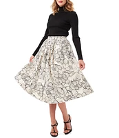 Trina Turk Aurelia Textured Woven Embossed Floral Print Midi A-Line Skirt