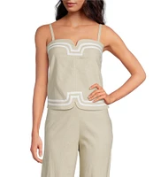 Trina Turk Avignon Stretch Linen Square Neck Sleeveless Coordinating Top