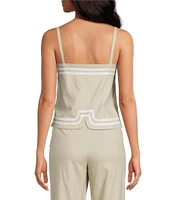 Trina Turk Avignon Stretch Linen Square Neck Sleeveless Coordinating Top