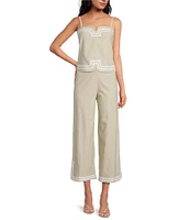 Trina Turk Avignon Stretch Linen Square Neck Sleeveless Coordinating Top