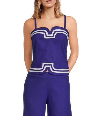 Trina Turk Avignon Stretch Linen Square Neck Sleeveless Coordinating Top